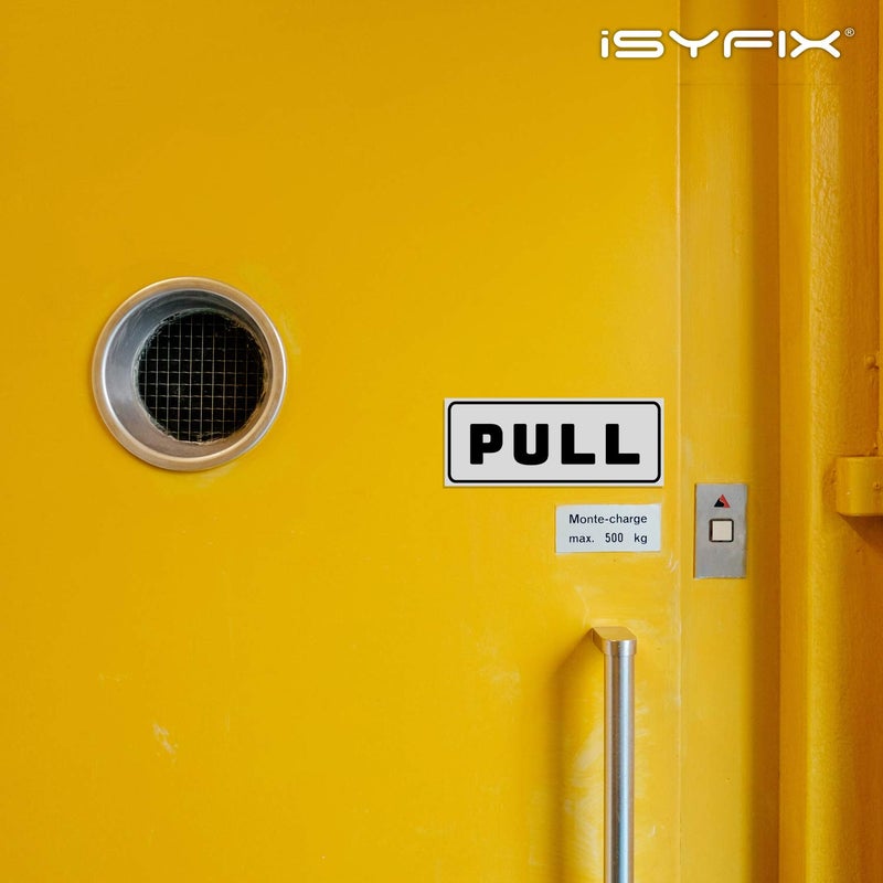 iSYFIX ملصقات دفع وسحب iSYFIX - عبوة 2 5x2 بوصة - ملصق أفقي ذاتي اللصق، ملصق فينيل أبيض/أسود للأبواب في الأعمال، المتاجر، المقاهي، المحلات والمزيد. للاستخدام الداخلي والخارجي. - Image 5